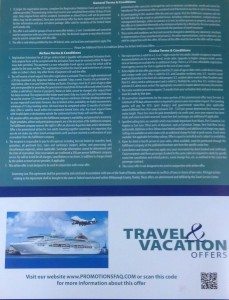 The fine print on the back of our most recent promotional offer. I'm still not even sure what we get ...